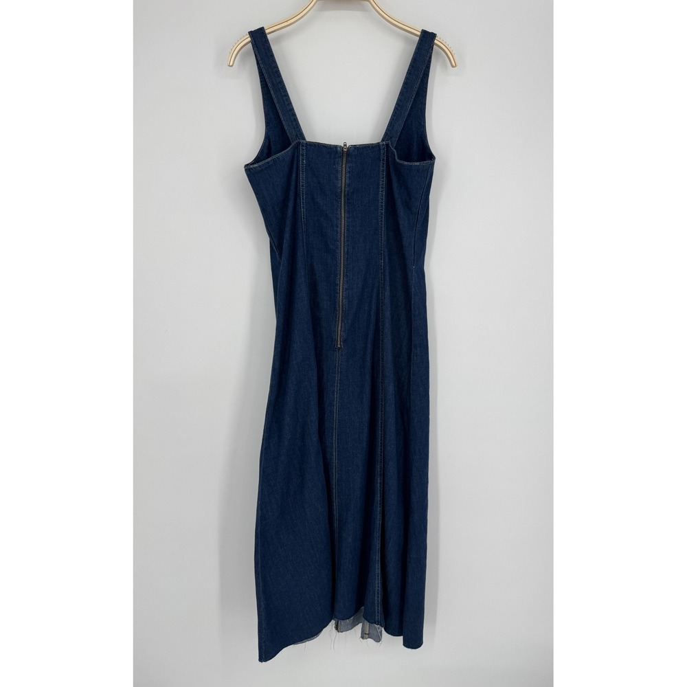 Reformation Amory Denim Midi Dress 10 Blue Dark Wash Sustainable Cottagecore - Picture 9 of 14